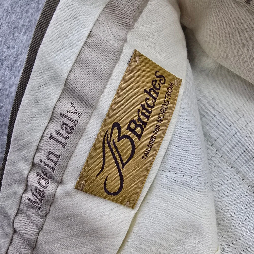 Britches Mens Wool Pleated Dress Pants 40L Tobacco Brown Italy Cuffed NWT $155